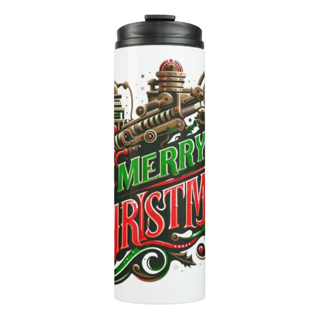 Merry Christmas steampunk Thermal Tumbler (Front)