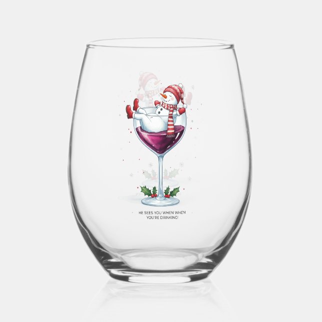Merry Christmas Stemless  Stemless Wine Glass (Front)
