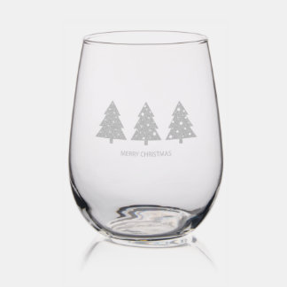 Merry Christmas Stemless Wine Glass