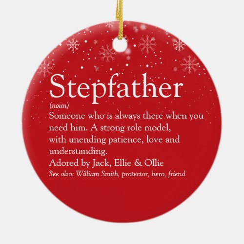 Merry Christmas Stepfather Stepdad Definition Ceramic Ornament