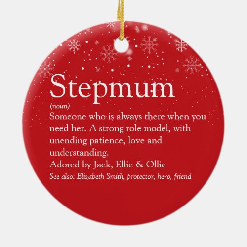 Merry Christmas Stepmom Stepmother Definition Ceramic Ornament