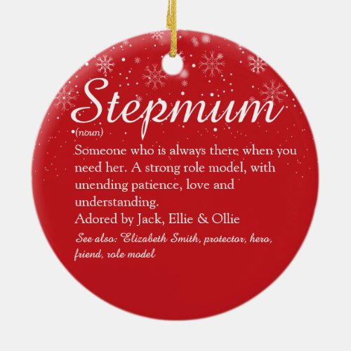Merry Christmas Stepmother Stepmom Definition Ceramic Ornament