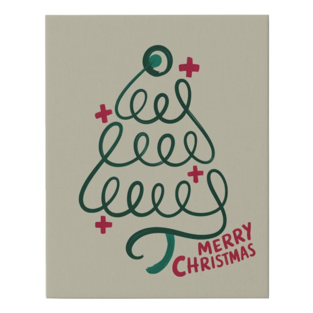 Merry Christmas Stethoscope CNA Medical Worker Faux Canvas Print (Front)