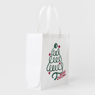 Merry Christmas Stethoscope CNA Medical Worker Grocery Bag