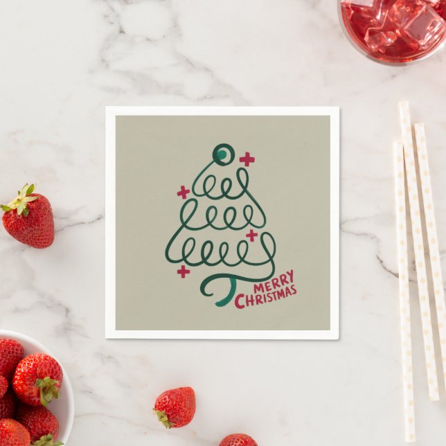 Merry Christmas Stethoscope CNA Medical Worker Napkins (Insitu)