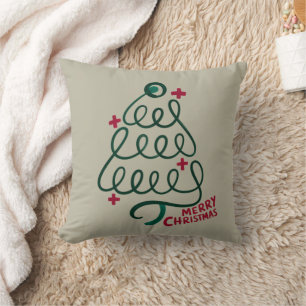 Merry Christmas Stethoscope CNA Medical Worker Throw Pillow