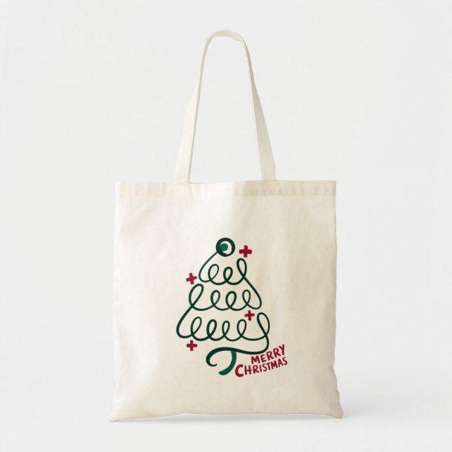 Merry Christmas Stethoscope CNA Medical Worker Tote Bag (Front)