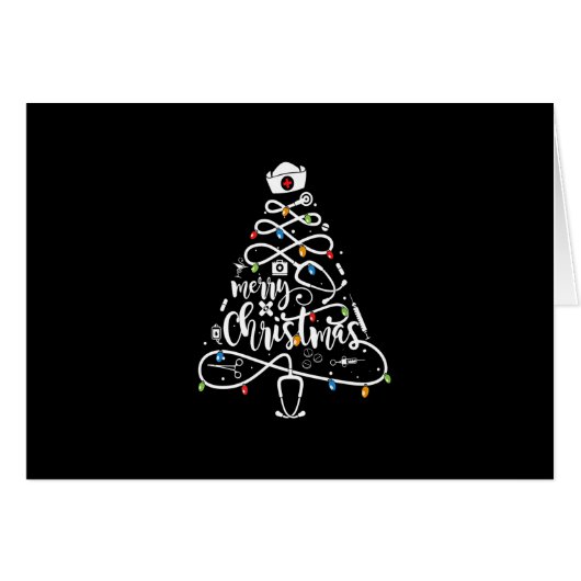 Merry Christmas Stethoscope Nurse Christmas Tree F Cards (Front Horizontal)