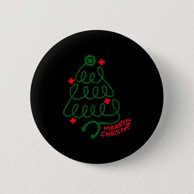 Merry Christmas Stethoscope Nurse Cna Xmas Holiday Button (Front)