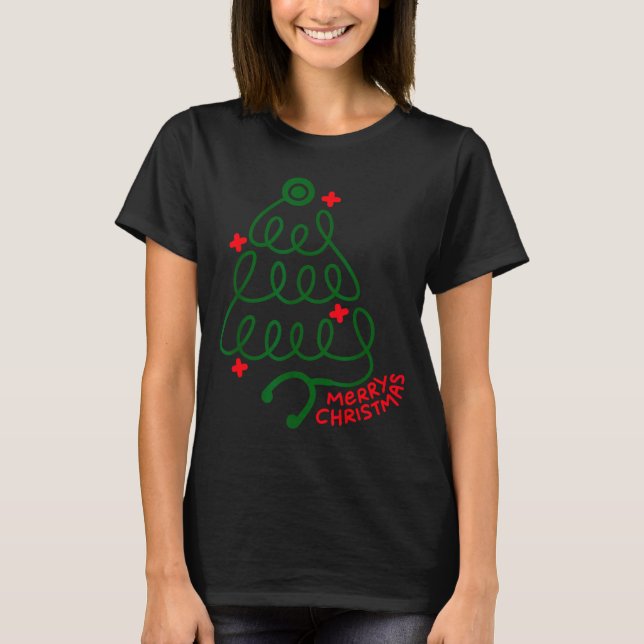 Merry Christmas Stethoscope Nurse Cna Xmas Holiday T-Shirt (Front)