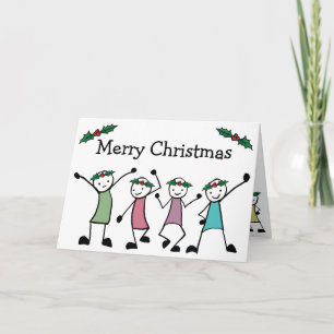 Merry Christmas Stick Friends Holiday Card