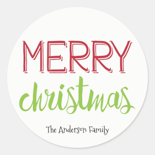 Merry Christmas Sticker Gift Tag (Front)