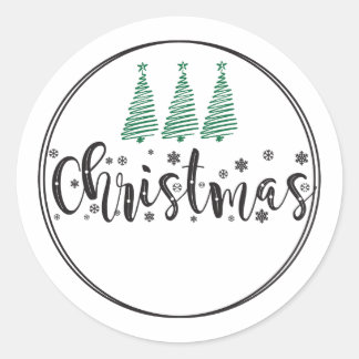 Merry christmas sticker/label classic round sticker