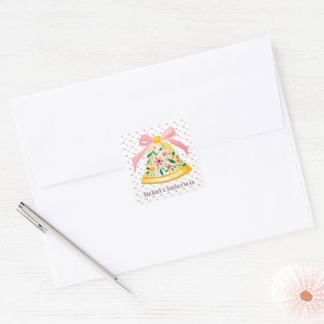 Merry Christmas Sticker with Preppy Bell (Envelope)
