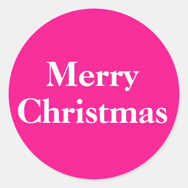 Merry Christmas Stickers Elegant Script Pink (Front)