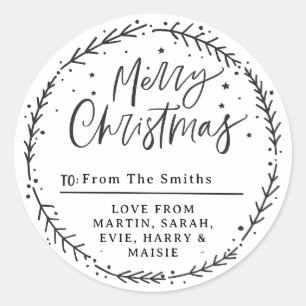 Merry Christmas Stickers Festive Holiday Labels