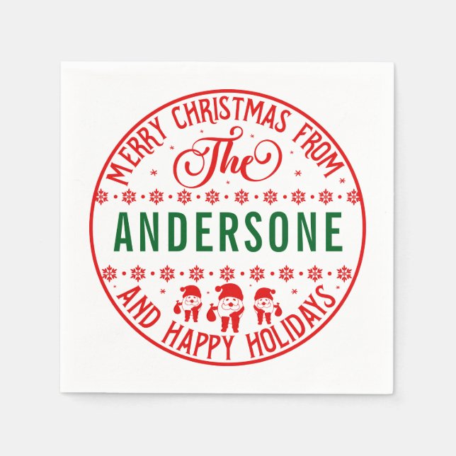 Merry Christmas Stickers | Festive Holiday Labels Napkins (Front)