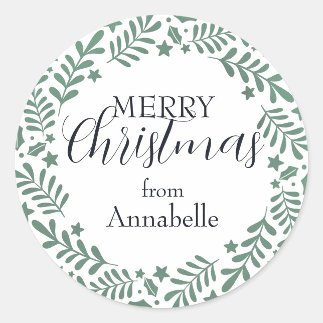 Merry Christmas stickers with simple wreath (Front)