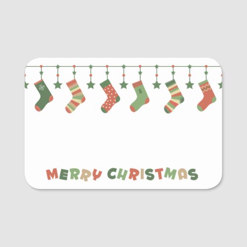 Merry Christmas stocking garlnad Name Tag