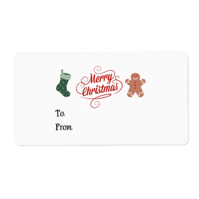 Merry Christmas Stocking Gingerbread Man Label (Front)