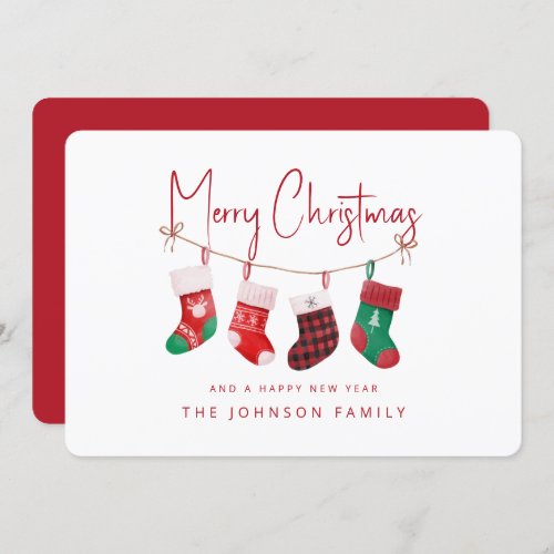Merry Christmas Stockings Holiday Card