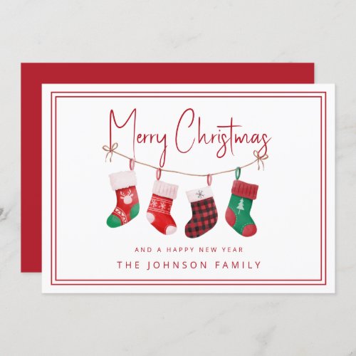 Merry Christmas Stockings Holiday Card