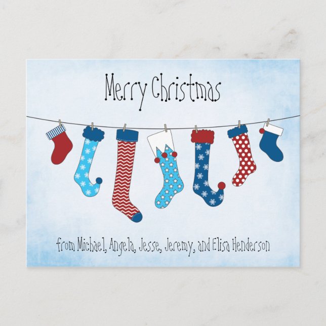 Merry Christmas Stockings Holiday Postcard (Front)