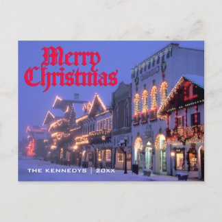Merry Christmas - Street Christmas Lights Holiday Postcard