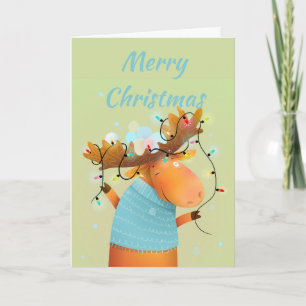 Merry Christmas Stress Free Fun Moose Animal Humor Holiday Card