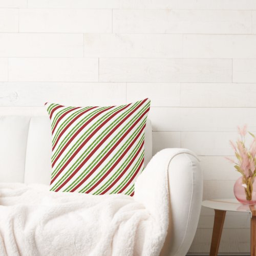 Merry Christmas Striped Throw Pillow