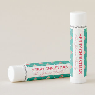 Merry Christmas Striped Trees Stocking Stuffer Lip Balm