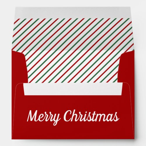 Merry Christmas Stripes Pattern Red Return Address Envelope