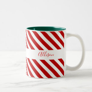 Merry Christmas Stripes Two-Tone Coffee Mug