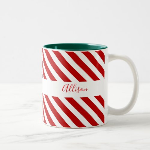 Merry Christmas Stripes Two_Tone Coffee Mug