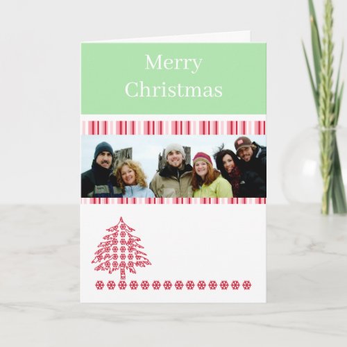 Merry Christmas Stripes With Your Family Photo Holiday Card