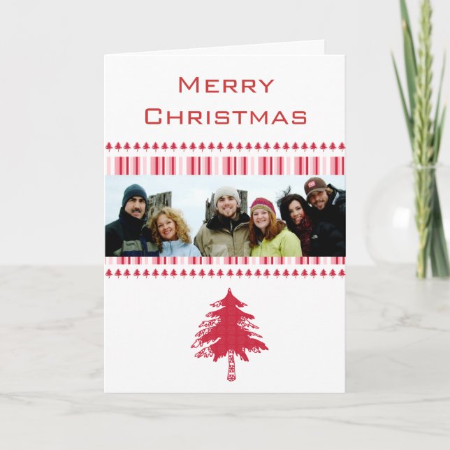 Merry Christmas Stripes With Your Family Photo Holiday Card (Front)