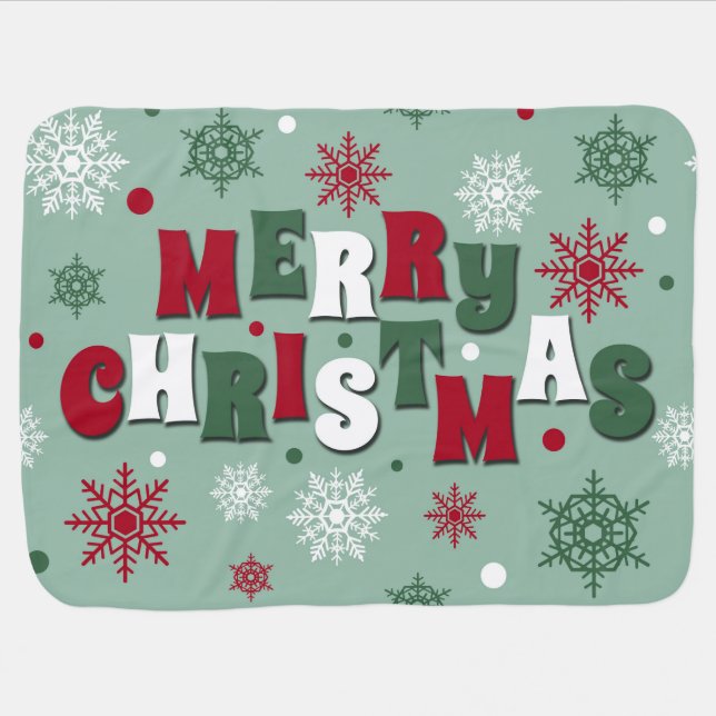 Merry Christmas Stroller Blanket (Horizontal)