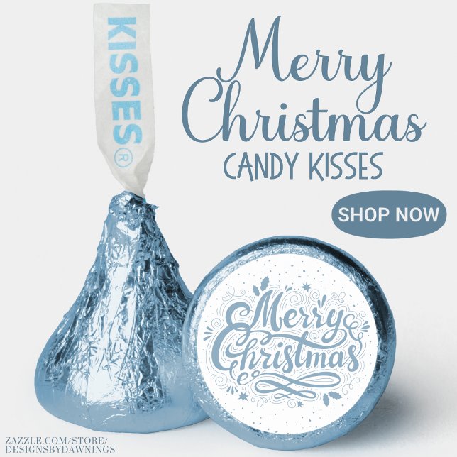 Merry Christmas Stylish Blue Holiday Hershey®'s Kisses® (Merry Christmas Stylish Blue Holiday Hershey®'s Kisses®)