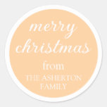 Merry Christmas Stylish Modern Minimal Monogram Classic Round Sticker