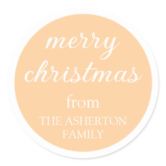 Merry Christmas Stylish Modern Minimal Monogram Classic Round Sticker