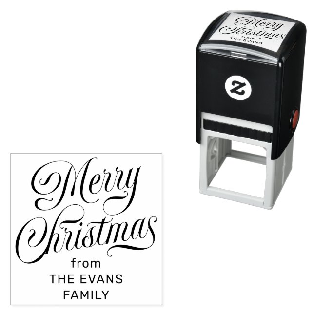 Merry Christmas stylish script personalized Self-inking Stamp (In Situ)