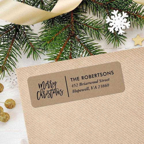 Merry Christmas Stylish Script Return Address Label