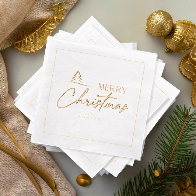  Merry Christmas Stylized Tree Motif ID1009 Foil Napkins (Creator Uploaded)