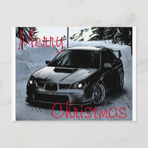 Merry Christmas Subaru Impreza WRX Sti Postcard
