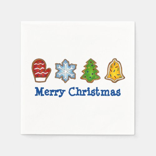 Merry Christmas Sugar Cookie Mitten Bell Tree Snow Napkins
