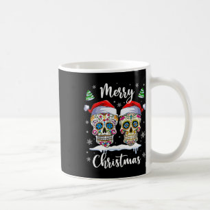 Merry Christmas Sugar Skull Santa Hat Family Xmas Coffee Mug