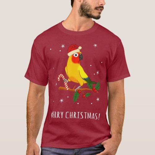 Merry christmas Sun Conure Parrot Owner Birb T_Shirt