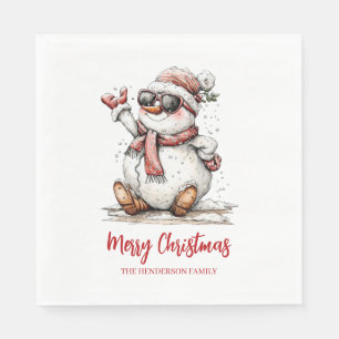 Merry Christmas Sunglass Snowman Napkins