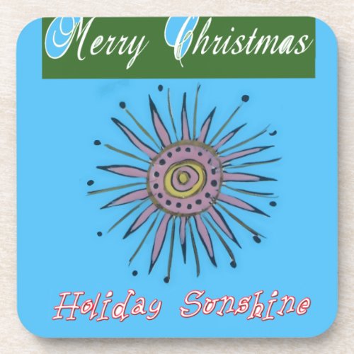 Merry Christmas Sunshine Holidaypng Beverage Coaster