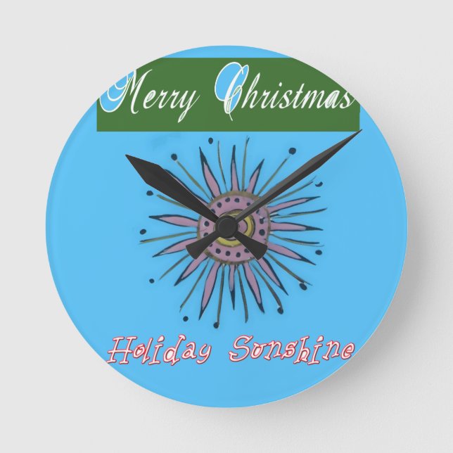 Merry Christmas Sunshine Holiday.png Round Clock (Front)